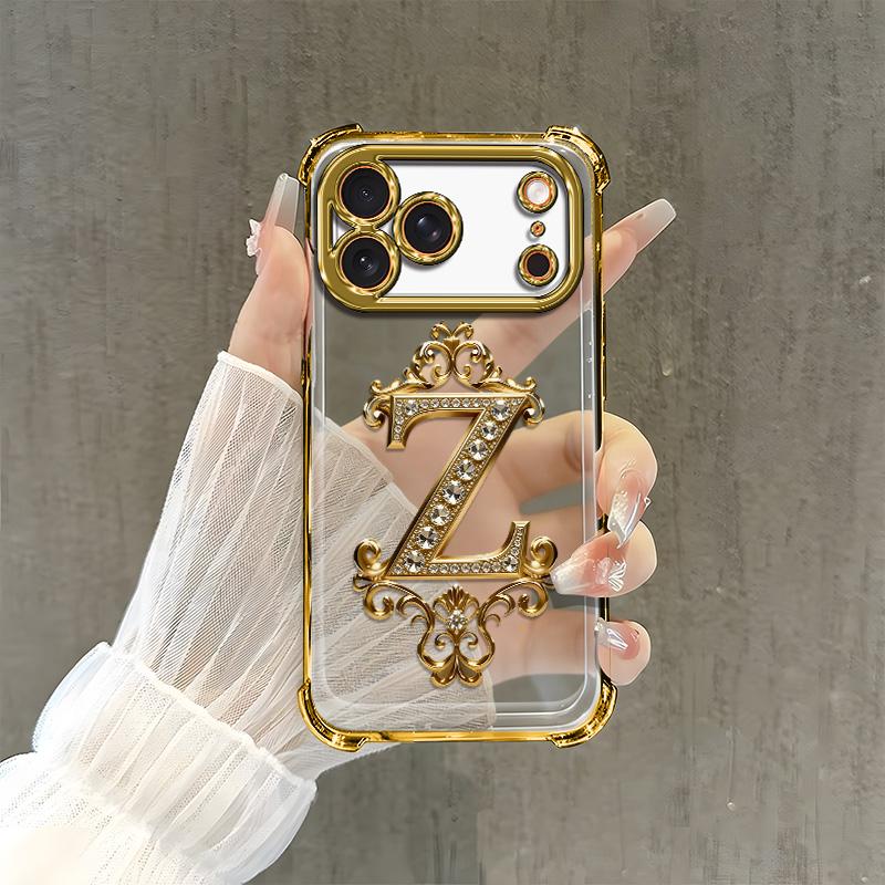 Suitable for [iPhone 17 Pro Max] high-end phone case🥰，Features a premium-look printed design—not actual 3D diamond studs，Choose from any of the 26 letters. YM99
