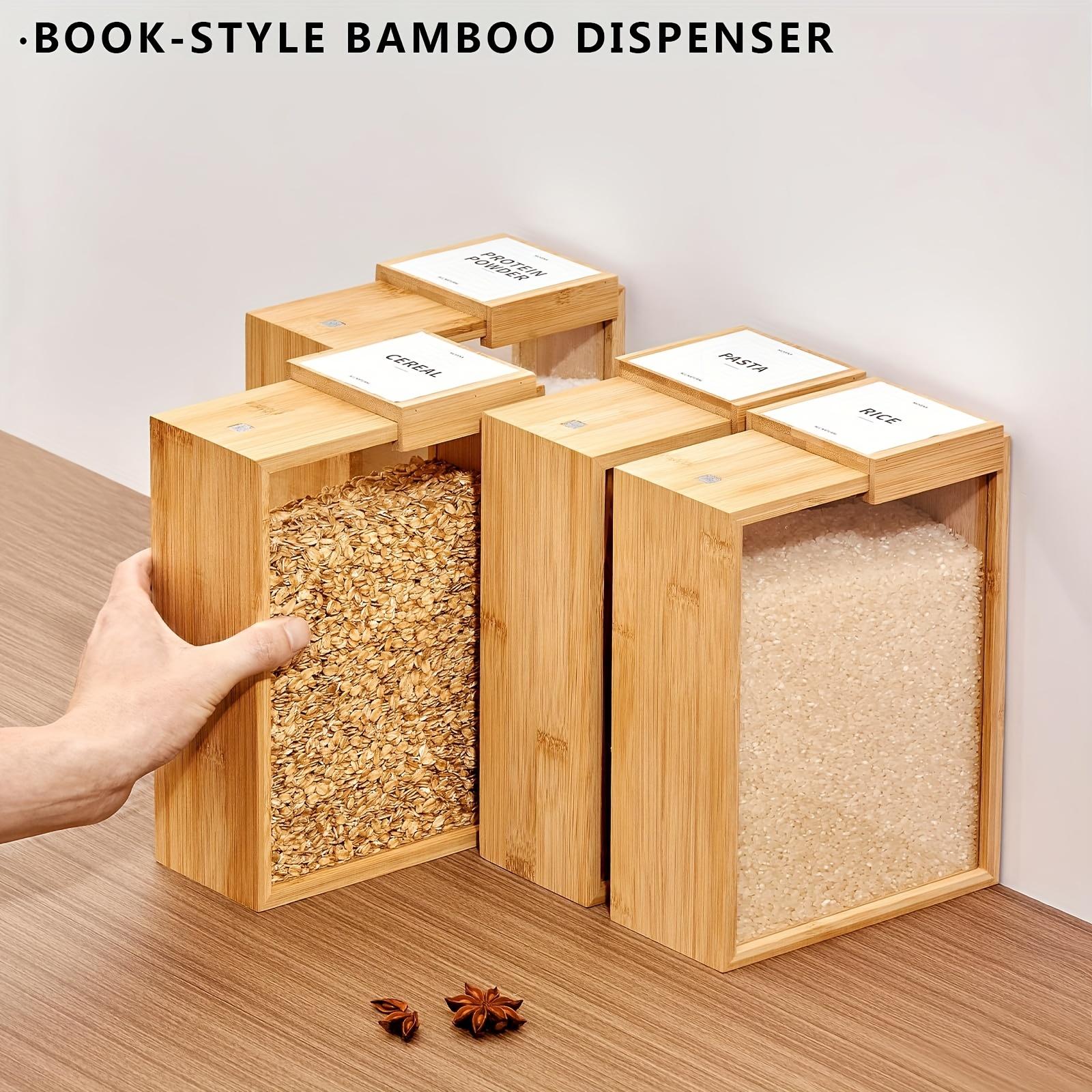 Ideal 1pc Bamboo Plastic Storage Container for Pets with Sliding Lid - Stackable Design, Kitchen Storage|Modern Kitchenware|Durable Bamboo Containers - Ideal for Dog Food, Cereals, Beans - Ideal for Pet Organizing