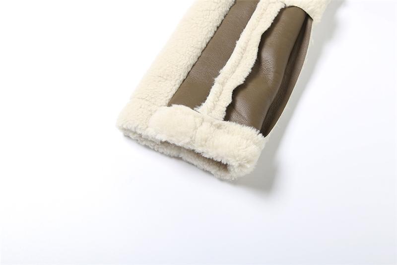 DOUCIU New Autumn And Winter Fashion Personality All-Match Hip-Hop Joint Cool Loose Casual Warm Ladies Retro Pu Leather Contrast Color Cardigan Short Jacket Coats