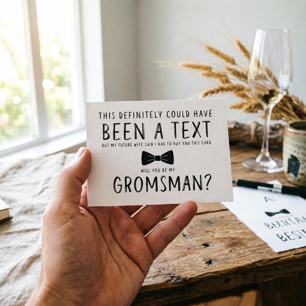 5 Funny Wedding Groomsman Invitation Cards, Creative Gift for Best Man, Includes Envelope, Perfect for Pre-Wedding Party Surprises