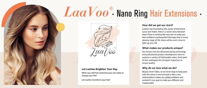 LaaVoo Nano Ring Hair Extensions Human Hair Nano Beads Extensions Nano Tip 50 Gram FallFreshness