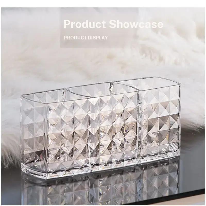 Transparent Makeup Brush Organizer, Large Capacity Cosmetic Storage Box, Modern Design for Vanity and Bathroom, Elegant and Functional