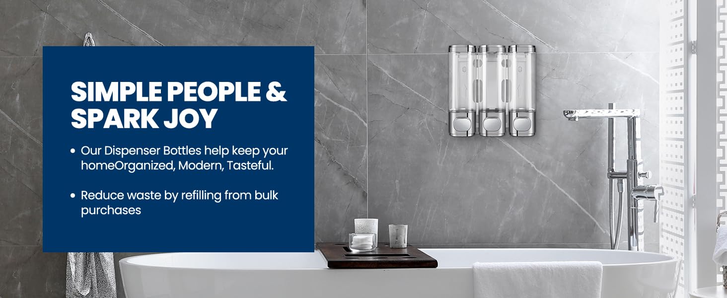 Zoronk 3-in-1 Room Wall Mounted Bathroom Shower Pump Dispenser and Organizer,with Waterproof Label-can be Used for Shampoo,Conditioner, Body Lotion,Body Wash,Bathroom,Kitchen,Hotel(Silvery)