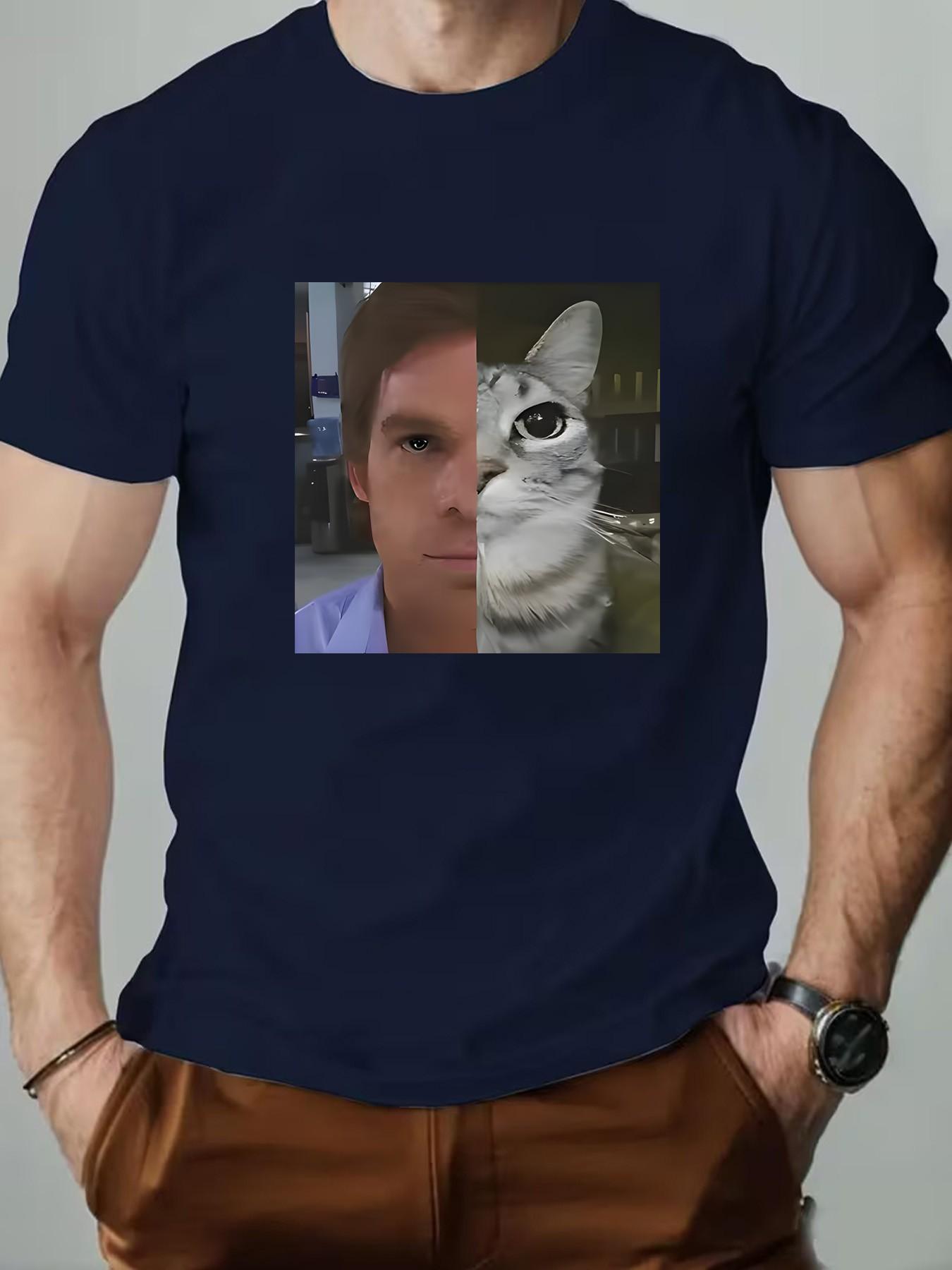 Men's Round Neck T-Shirt, Creative Geometric Print, Slim-Fit Retro Style, Casual Long Sleeve, Perfect for Daily Wear, Gifts, Events