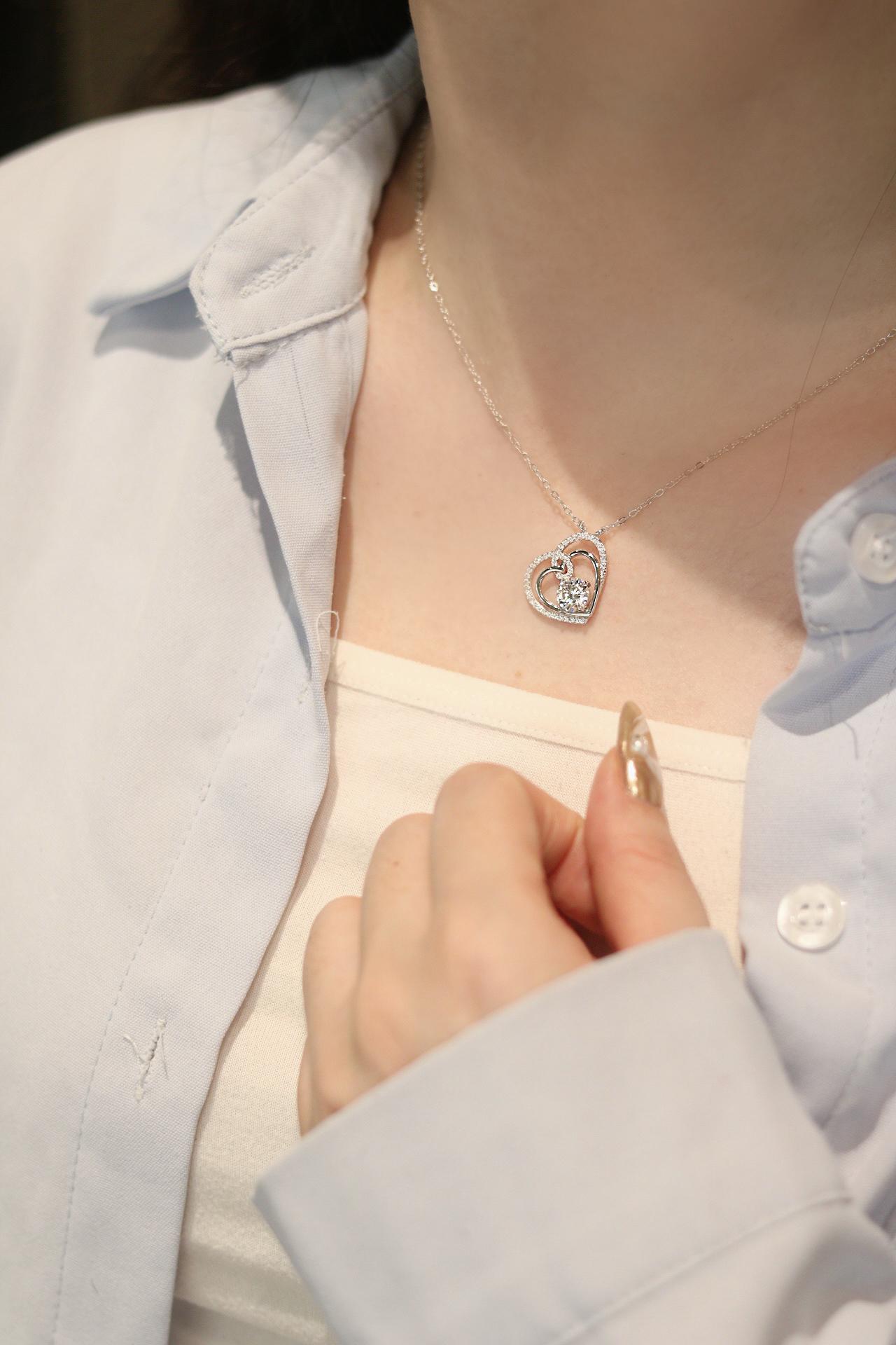 【#468 Gift for Her】Elegant Necklace For Women 925 Sterling Silver Synthetic Moissanite, Birthday Gifts For Wife Mom Girlfriend Grandma