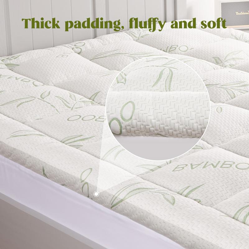 Bamboo Extra Thick Mattress Topper Waterproof Mattress Protector- 1000 GSM Quilted Fitted Extra, Cooling Breathable Pillow Mattress Pad - Deep Pocket Topper Fits 8-21 Inches
