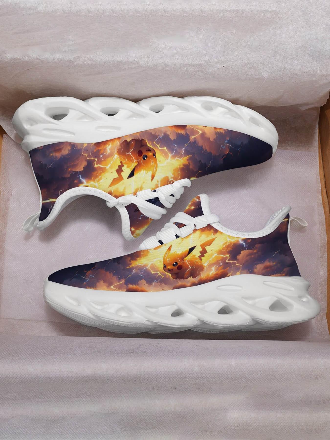 Pikachu Theme Kids' Sports Shoes, Unique Print Fashion, Vibrant Q Version Art Style, Anime Design, Casual Training Shoes for Party Scenes