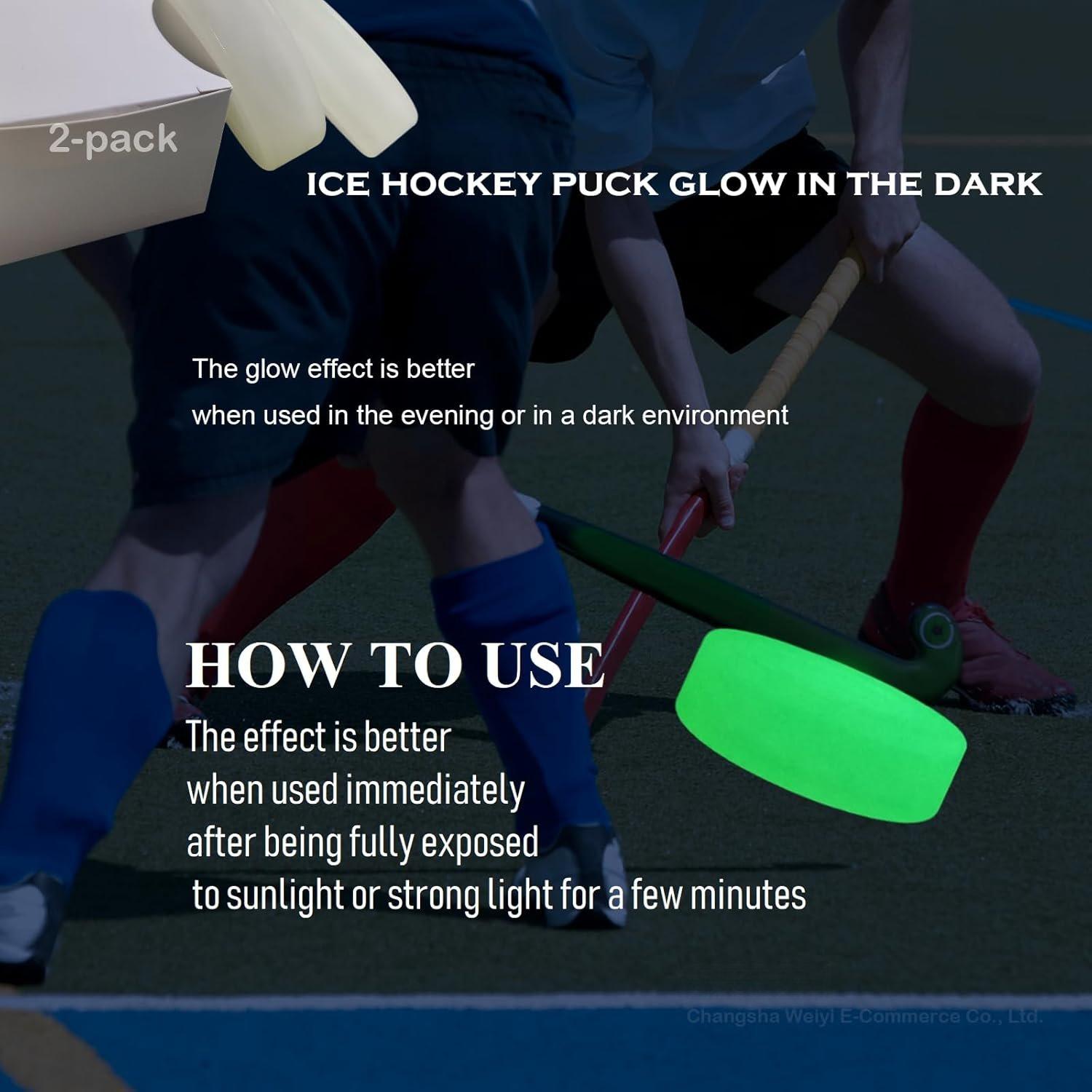 Glow in The Dark Party Hockey Pucks Green Floor Puck for Youth Adults Outdoor Indoor and Ice Hockey and Roller Hockey Practicing and Handling Skills 2-Pack Glow in The Dark Party Hockey Pucks Green Floor Puck for Youth Adults Outdoor Indoor and Ice Hockey and Roller Hockey Practicing and Handling Skills 2-Pack