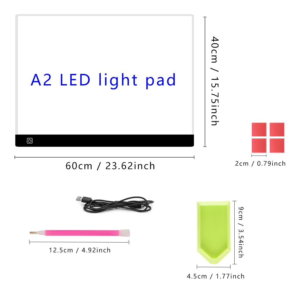 Professional A2 LED Light Box with Dimmable Touch Control - Ultra-Thin LED Light Board, Large Drawing Board for Diamond Painting, Sketching, Animation, Tattoo, Streaming - USB-Powered Artist Lighting with Brightness Adjustment, LED Light for Work