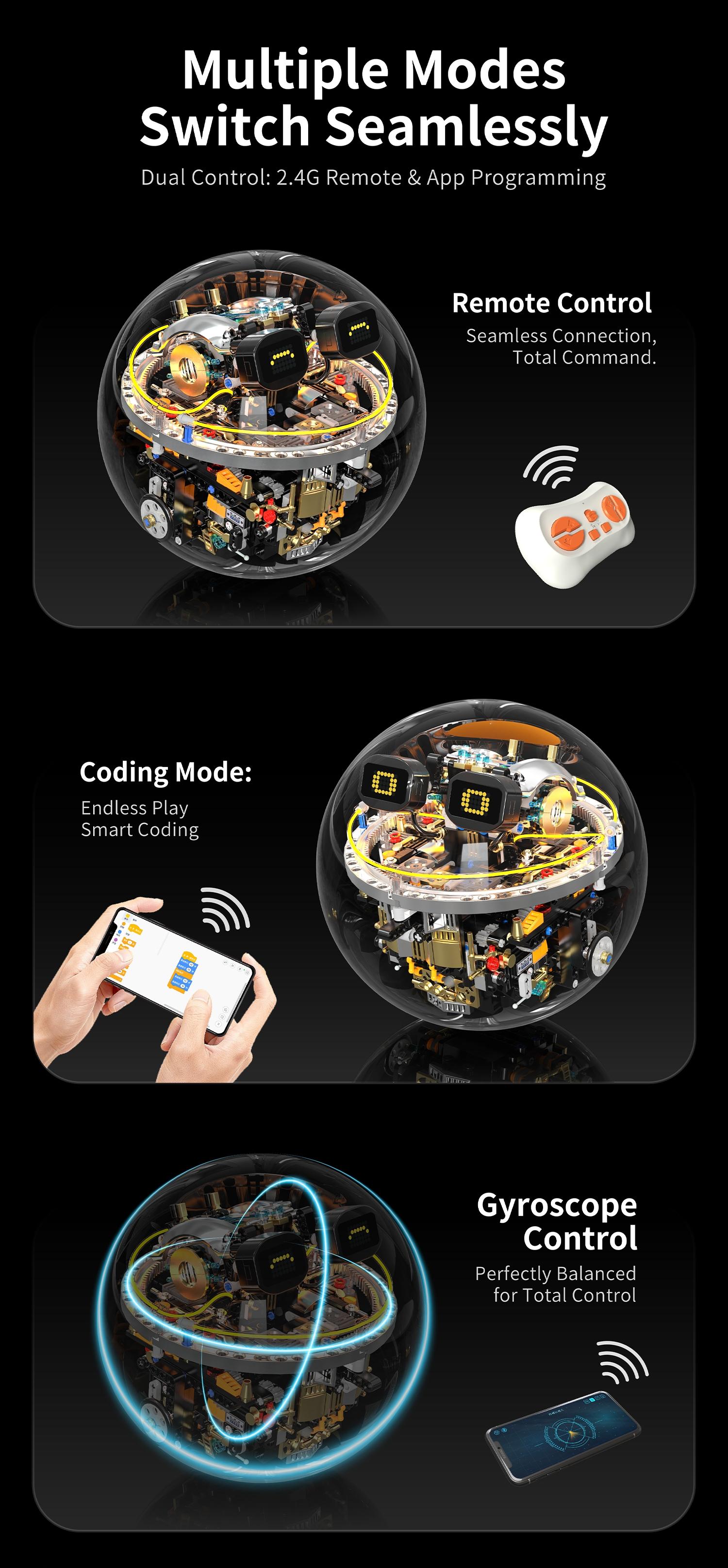 Programmable Sphere Robot RC Kit 804pcs, Stem Education Coding & Assembly Toy, Ideal Gift for Engineers, Architects, Parents