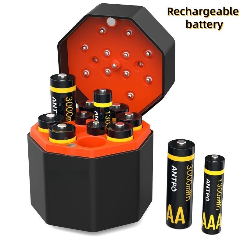 A rechargeable lithium battery compartment, consisting of 8 AA and 4 AAA lithium batteries, suitable for various household appliances. It features rechargeable lithium-ion batteries that can be reused. A must-have item for the home.