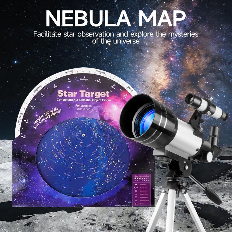 70mm Aperture 300mm Focal Length 150X Astronomical Telescope, Perfect for Science Education & Nature Exploration, Ideal Holiday Gift for Family and Friends