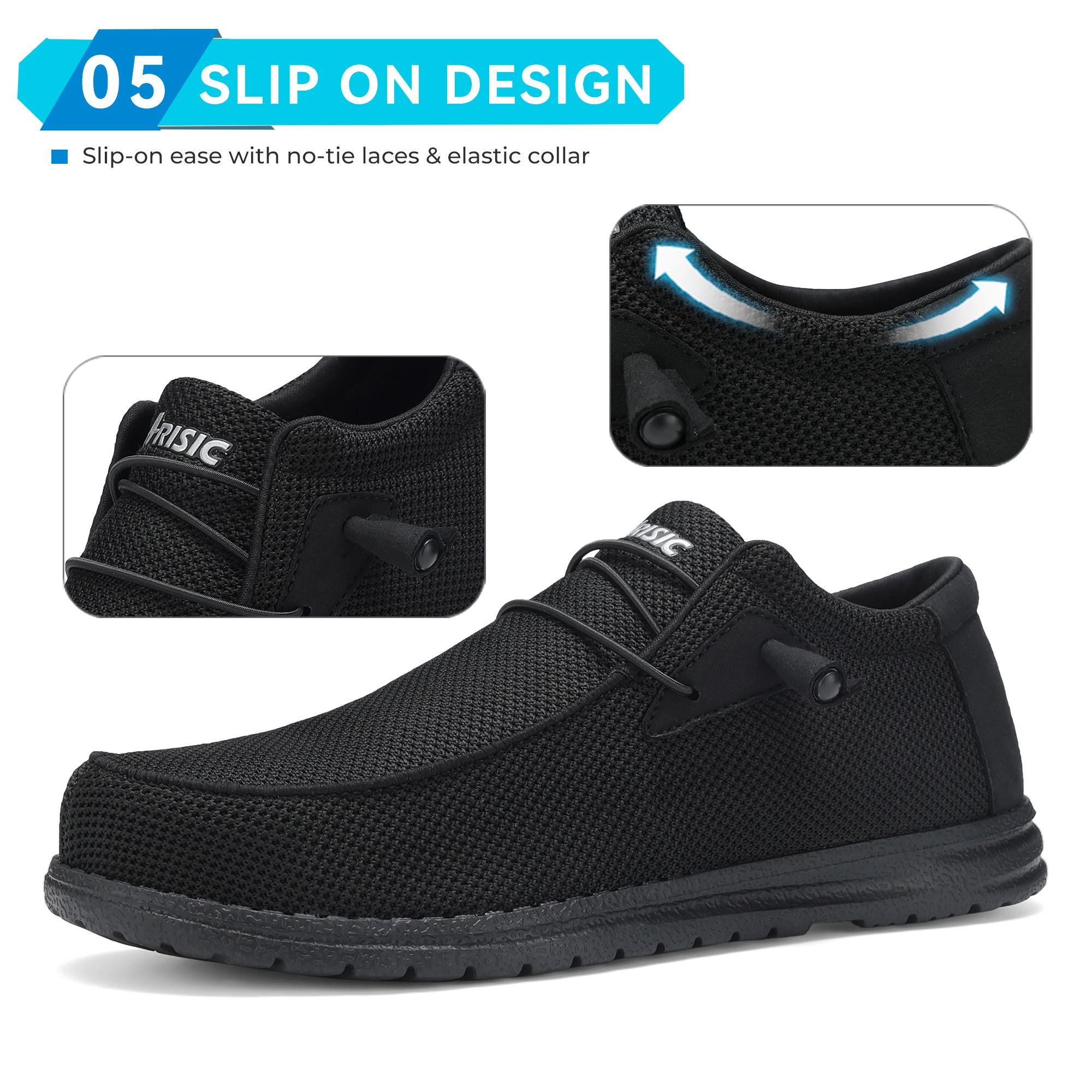 Toe Shoes Men's Loafers Wide Toe Shoes Slip-on Comfortable Lightweight Breathable Casual Durable Sports Shoes Work Safety Shoes Puncture Proof Work Shoes footwear, walking shoes, comfort Black Flat Shock Absorption Fathersdaygift Boy steel toe shoes