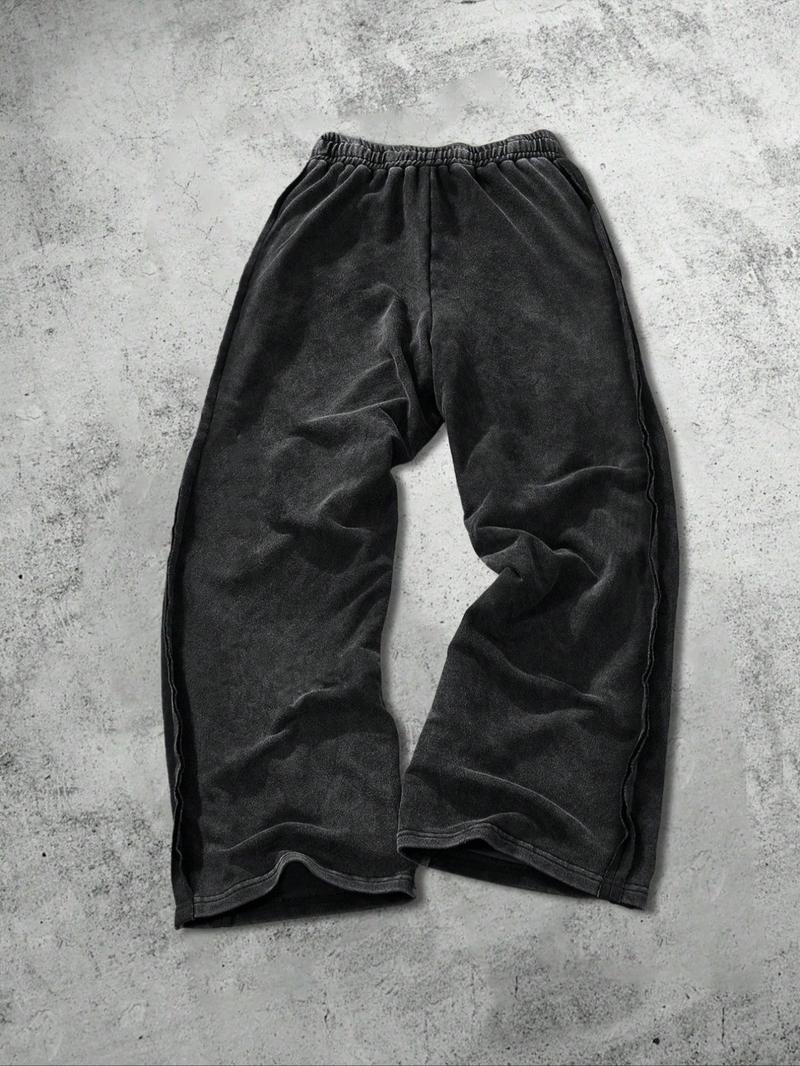 Unisex Street Style Cross Print Cotton Sweatpants, Loose Fit, Elastic Waist, Washed Cotton Fabric, Casual Fashion, Y2K.men's gift