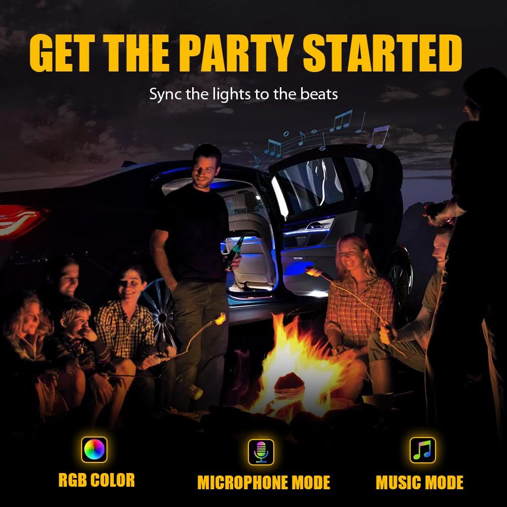 LED Neon Light Trim Glow Optic Fiber Strip Car Interior Ambient Lighting-Kit-APP