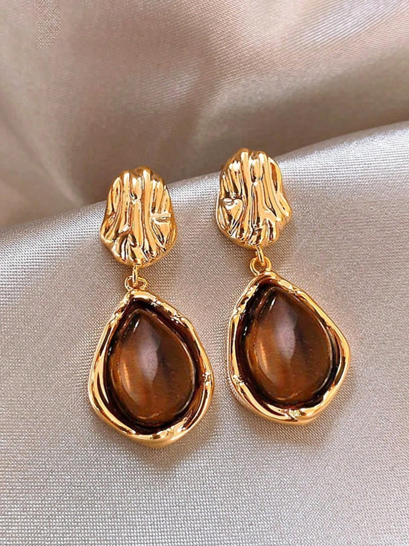 Vintage Fashion Earrings Set, Includes Geometric, Round Bead, Teardrop Shapes, Perfect for Various Styles, Adds Elegant Touch