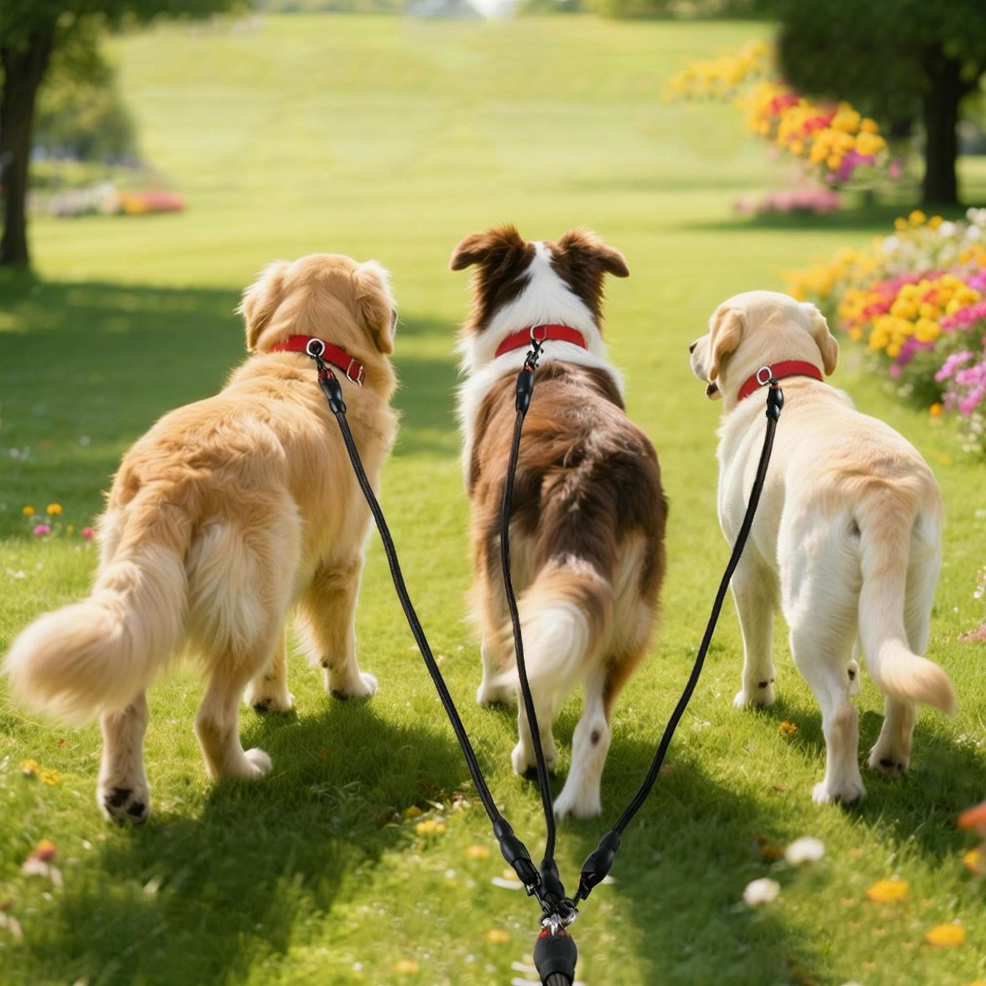 Outdoor Dog Leash, One Drag Three, Reflective Safety, Comfortable Handle, Durable Pet Walking Lead, Ideal for Daily Use & Training