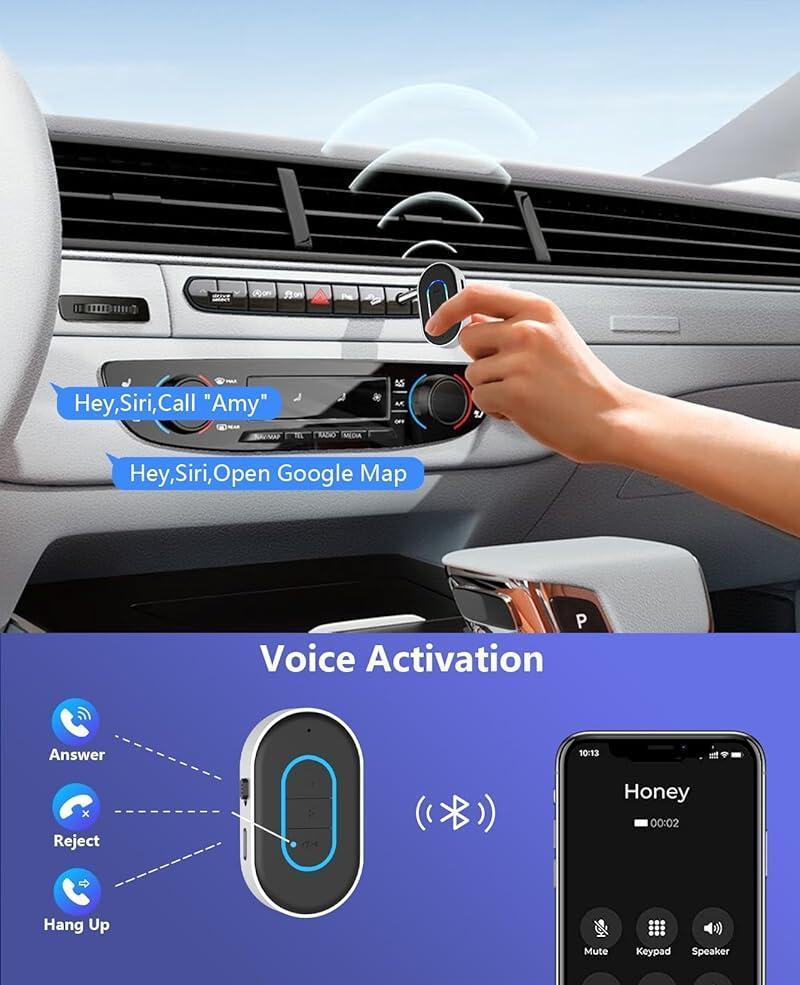 VANOTOM Aux Bluetooth 5.3 Adapter for Car, Bluetooth Car Adapter 3.5mm Aux Input, Aux to Bluetooth for Car/Home Stereo/Wired Headphones/Speaker