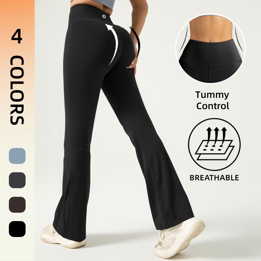 Women's High Waist Solid Compression Flare Leggings,Air-Butter 3.0 Fabric,Tummy Control,Solid Comfy Breathable Wide Waistband Flare Pants for Yoga Gym Workout, High Stretch Yoga Legging,Spring Outfits 2025