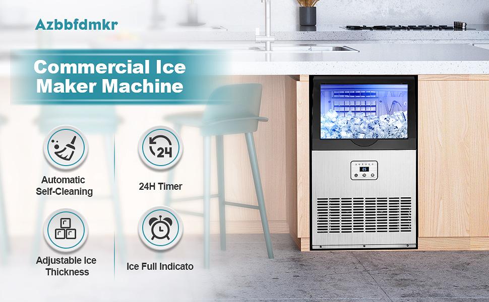 Self Cleaning Ice Maker 100lbs Daily |   Commercial & Home Use |   Fast Ice Production |   LED Display |   Freestanding or Under Counter Ice Machine Ideal for Restaurants Offices Parties Steel Stainless CIM-320F