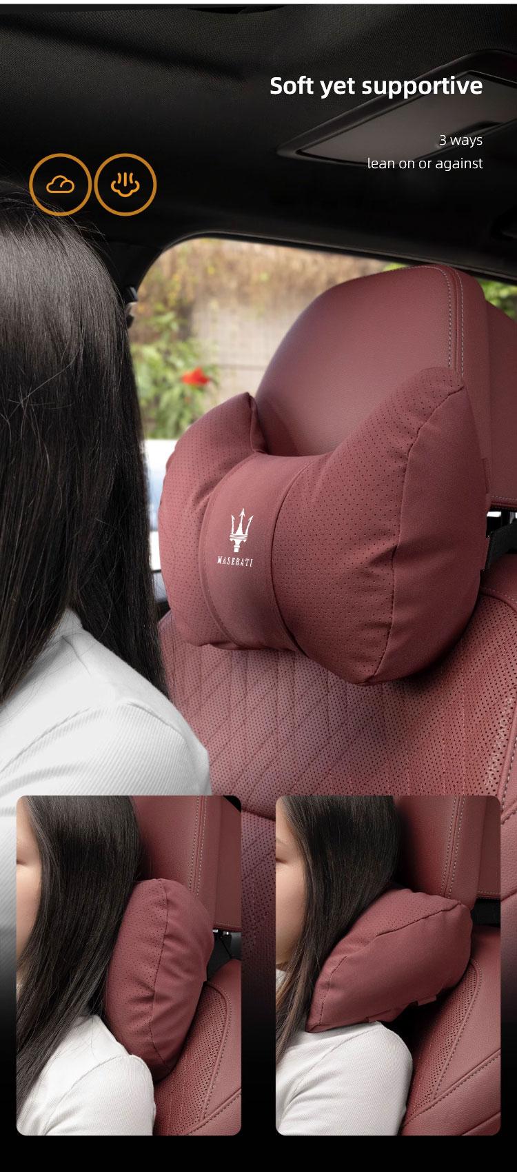 Car Seat Headrest Lumbar Support Protective Pillow Waist Cushion For Maserati Levante Ghibli MC20 Grecale Quattroporte GranTurismo President GranCabrio Coupe Spyder