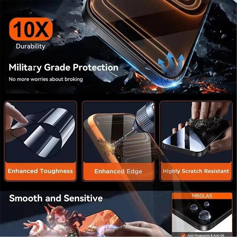 4-Pack 4K HD Oleophobic Coating Dust free Installation Screen Protector Compatible For iPhone 17 Pro Max 17 Air 16 Pro 16e 15 Plus 14 13 12 11 Pro Max X XS MAX XR Easy One-Click Application, No Dust, Anti-Fingerprint, Shatter-Proof with Tool Included