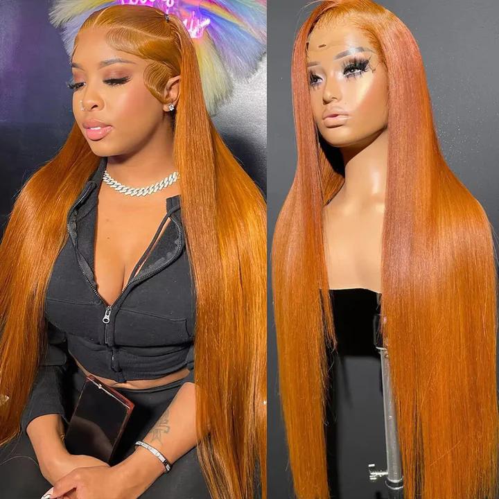 Tuneful 30 inch Ginger Blonde Hair Wig Human Hair Straight 99J Burgundy 13x6 Lace Front Wig Human Hair Honey Blonde HD Transparent Lace Frontal Wigs Highlight P4/27 Human Hair Pre Plucked with Baby Hair