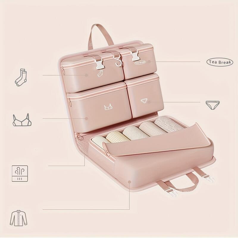 Six-In-One Travel Organizer Set, Luggage Packing Bags, Foldable Nylon Storage Pouches, 6 Zippered Compartments, Durable for Clothes and Bedding
