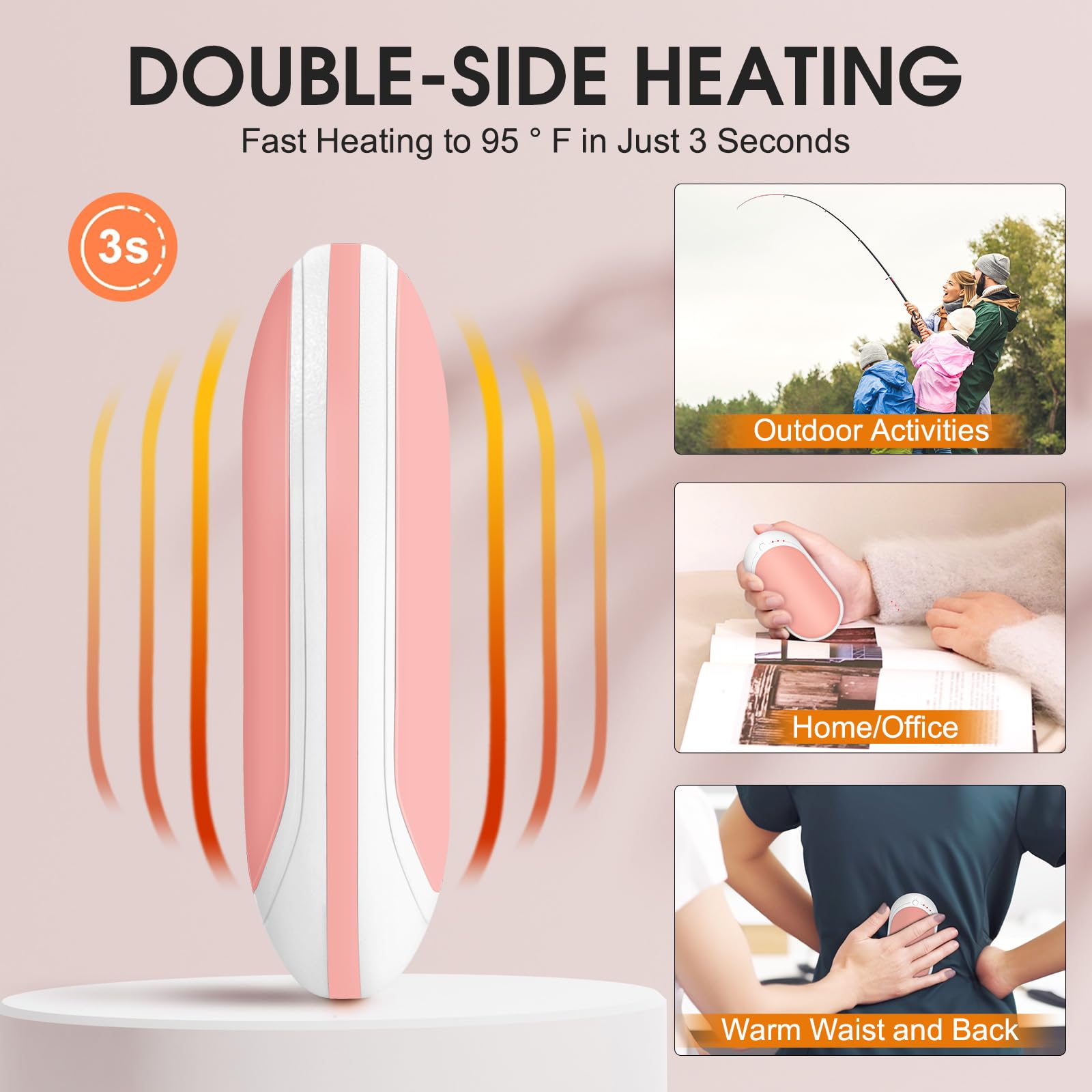 Rechargeable Hand Warmer, 5200mah Fast Charging Battery, Portable Mini Heater & Power Bank, Ideal for Outdoor Activities & Gifts