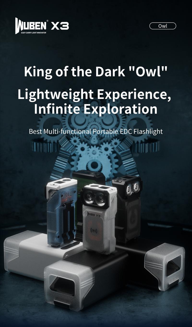 WUBEN X3 Mini Rechargeable Flashlight with Charging Base 180 Degree EDC Keychain Flashlight Twist Ip65 Waterproof Magnet Pocket Flashlight 10 Mode Type-C Lanyard for Camping, Outdoor,Inspection, Gift