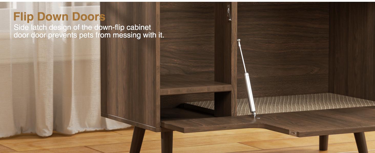 Vabches Cat Litter Box Enclosure,Mid-Century Modern Hidden Litter Box Furniture with Cat Scratch Pad,Flip-Down Opening Litter Box Cabinet Cat Washroom End Table Vabches Cat Litter Box Enclosure,Mid-Century Modern Hidden Litter Box Furniture with Cat Scratch Pad,Flip-Down Opening Litter Box Cabinet Cat Washroom End Table