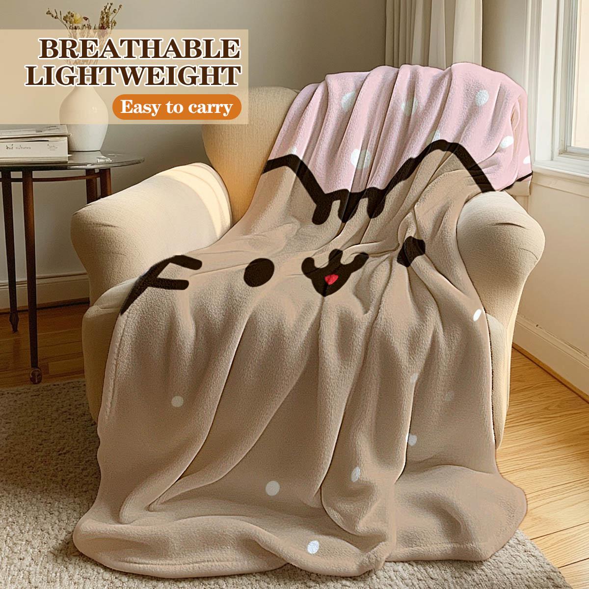 Cute Cat Print Blanket, Soft Flannel, Durable, Home Office Dorm Nap Mat, Bedroom Decor, Gift, Multiple Sizes Available