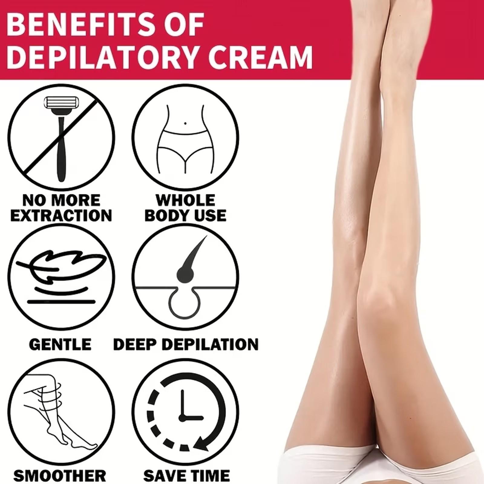 Strawberry Fast-Acting Hair Removal Cream, Gentle Formula with No Irritation, Pain-Free Complete Hair Removal for Chest, Legs and Arms