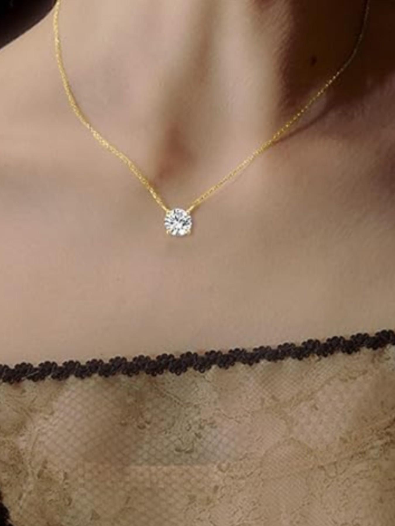 A pair of moissanite Pendant Necklace, D Color 1-3 Carat Lab-Grown Diamond, 925 Sterling Silver Jewelry, Perfect for Wedding and Engagement
