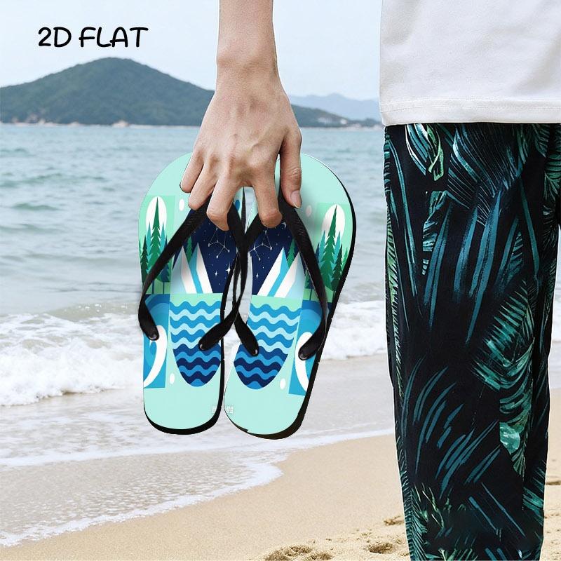 Men's Fashion Sandals & Slides, Multiple Colors & Sizes Available, Stylish Flat - Design Nature - Inspired, Comfortable for Daily Wear & Outdoor Activities, High - Quality Material, Trendy Men's Footwear for Summer, Cool - Toned Nature Illustration