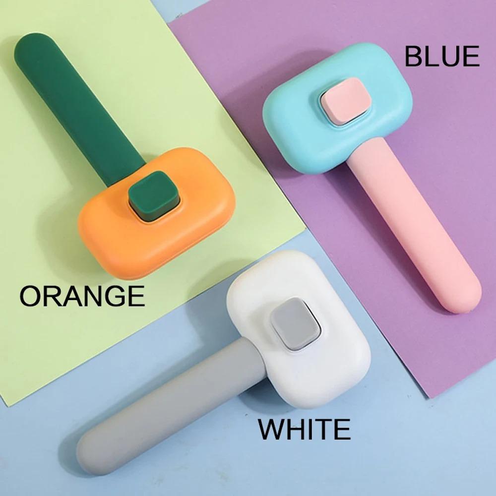 Self Cleaning Pet Grooming Brush, Stainless Steel Massage Deshedding Tool, Tangle Free Slicker Brush for Dogs Cats, One Click Hair Remover, Ergonomic Grooming Brush for Long Short Fur