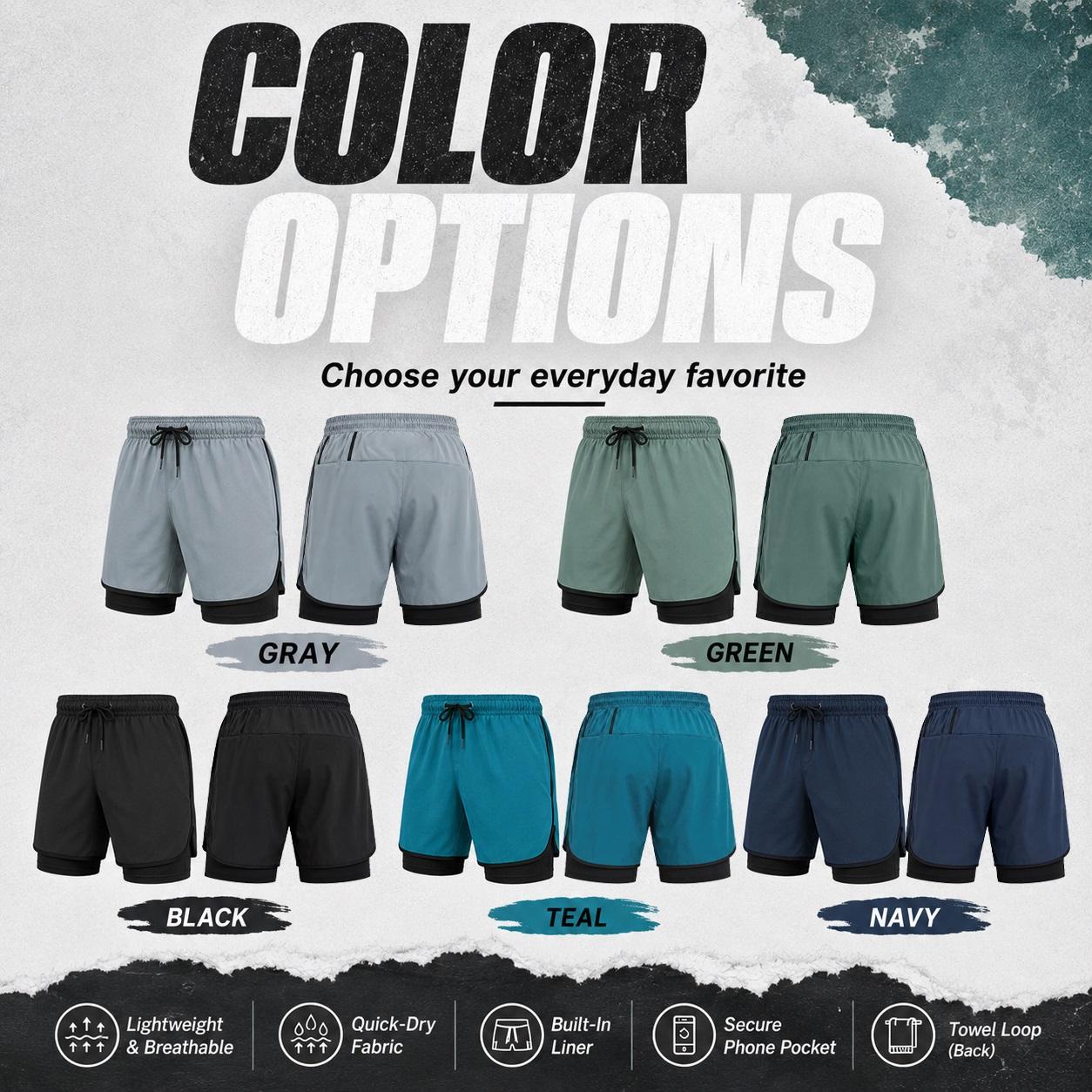 Men’s Find Peace in the Pain Graphic Print 2-in-1 Athletic Shorts, Built-in Compression Liner, Secure Inner Phone Pocket, Elastic Drawstring Waist, Quick-Dry Gym Running Training Shorts for Summer Daily Wear