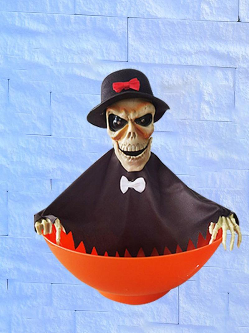 New Halloween Electric Light Control Induction Fruit Plate Ghost Decoration Prop, Prank Gag Gift, Fun Party Accessory