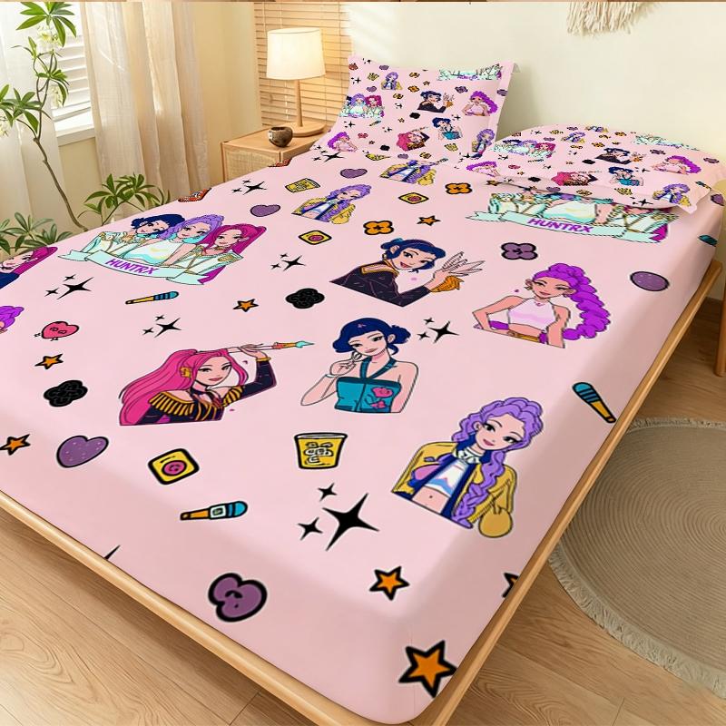 Geometric Pattern Bedding Set, 3 Counts/set Including 1 Count Fitted Sheet & 2 Counts Pillowcase without Filler, Soft Comfortable Bedding Set for Home Bedroom, Bedsheet Sets, Bed Sheets Set