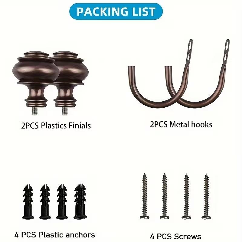 2pcs Decorative Curtain Holdbacks, Wall Mounted Drapery Tiebacks with Screws, Metal Hook and Plastic Finials, Elegant Home Décor Accessories