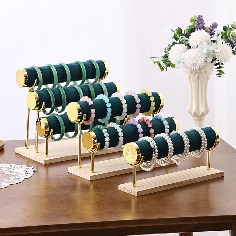 High-End Bracelet Jewelry Storage Rack, 1/2/3 Layer Display Stand, Portable Solid Wood, Suitable for Living Room, Desk, Shop