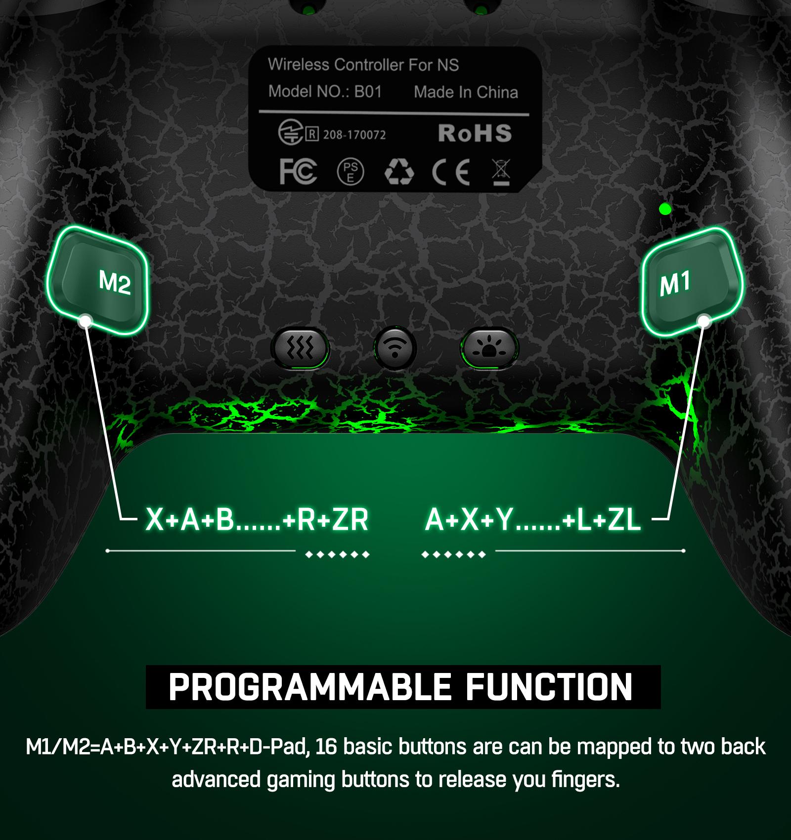 Wireless Switch Controller for Switch/Lite/OLED Controller, with a Mouse Touch Feeling on Back Buttons, Wake-up,Programmable, Turbo Function