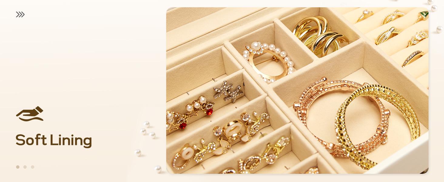 Jewelry Box with 1 Drawers: Display Organizer for Earrings Necklaces - Christmas Gifts for Girls Women (White)