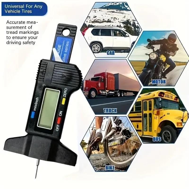 Tire Tread Depth Gauge with Digital LCD Display, Accurate Measurement Tool for Cars & Trucks, Essential Auto Maintenance Accessory