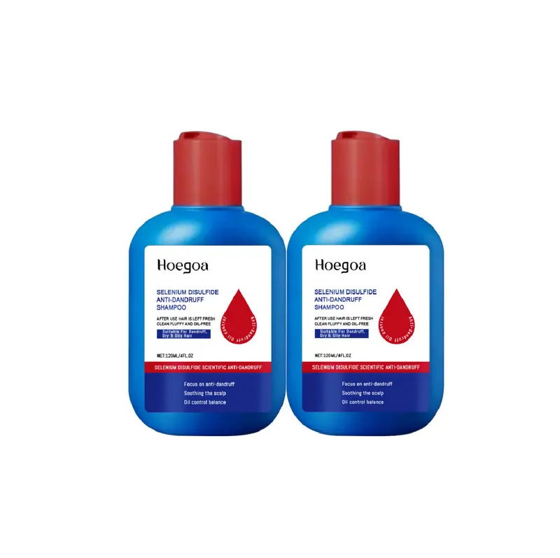HOEGOA Selenium Disulfide Shampoo - 2-Pack 120ml Buy 1 Get 1 Free Product, Gentle Cleanser for Adults’ Oily Scalp, Anti-Dandruff, Cleansing, Itch Relief, Oil Control, Refreshing Scalp Care