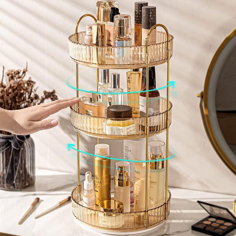 360° Rotating Makeup Organizer Rack, Full Angle Rotation, Multi-Layer Storage, Precision Fit for Vanity Table, Essential Beauty Storage, Makeup Cosmetic Organizer, Cosmetics Organizer Storage