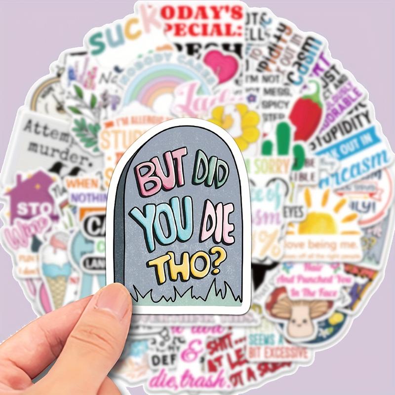 50pc Humorous Graffiti Stickers for Guitar Notebook Luggage Computer Motorcycle Skateboard, Perfect Gift for Students Back-To-School Season