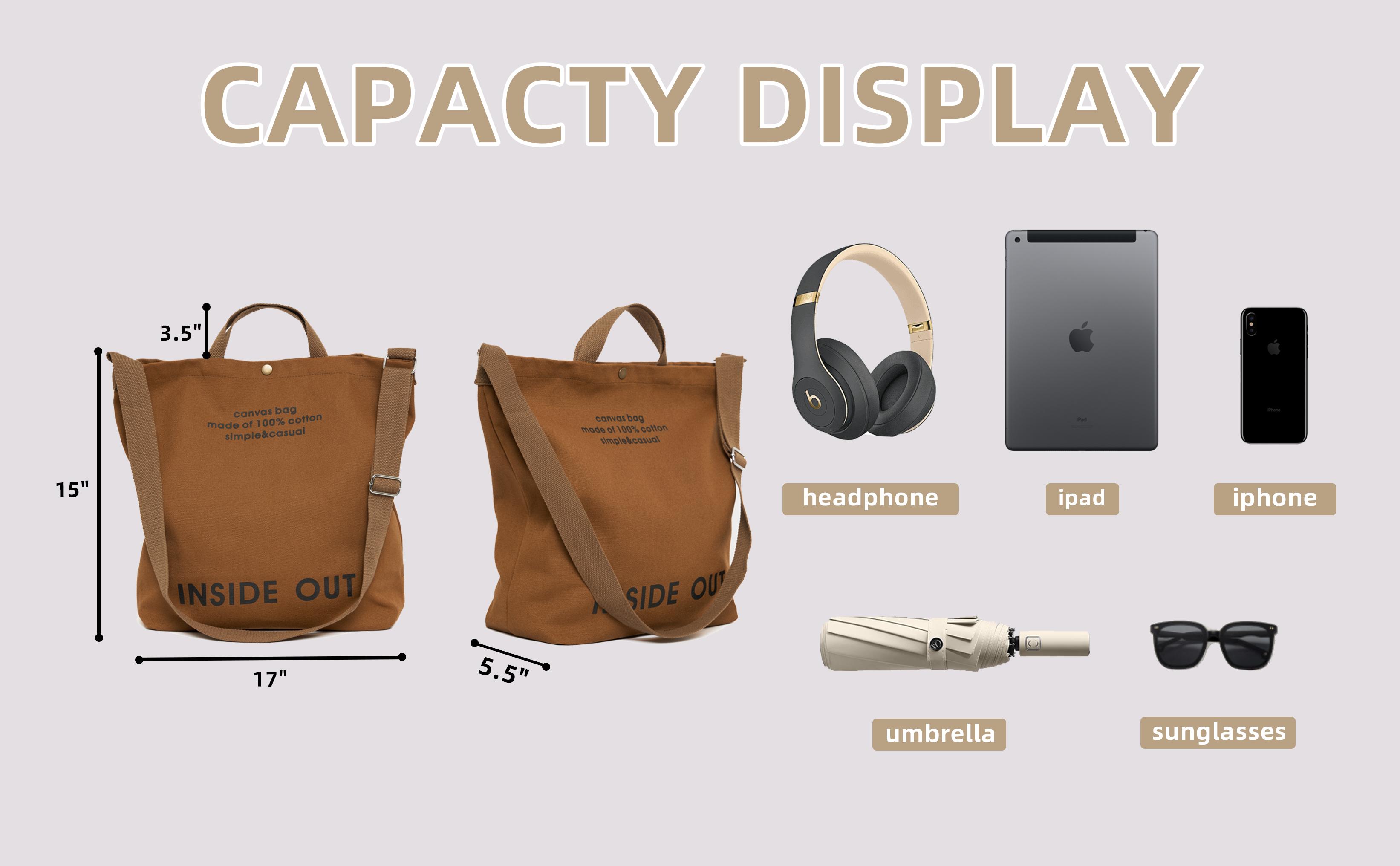 RIVERICH Canvas Tote Bag for Women-Large Cotton Crossbody Handbag with Adjustable Strap and Multiple Pockets for Work Travel Casual Organize Style Oversized Multifunctional Tote Bag SpringStatements