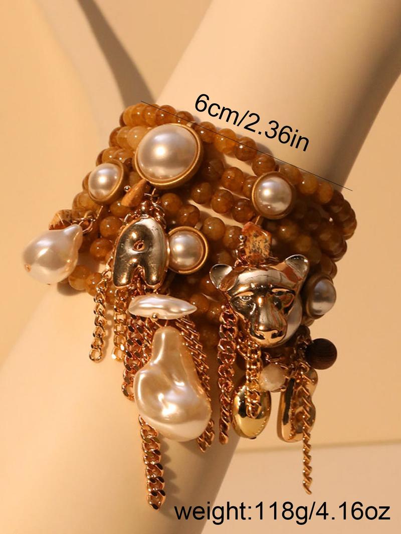 Fashion Faux Pearl Decorated Bracelet, Fashion Elegant Jewelry Bracelet for Party, Daily Clothing Decor, Trendy All-match & Exquisite Jewelry for Birthday Gift, Stackable Bracelets