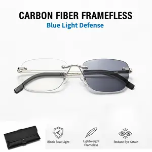 Carbon Fiber Frameless Blue Blocking ReadingGlasses,Reduces Strain Reading Eyeglasses summerwins,Blue Light Defense for Focused Work, Gaming & EverydayWear High Quality Eyewear